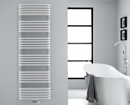 Radiador Toallero con Conexión Central - Curvo - Blanco - 1533mm x 500mm - 1524 Vatios – Arch