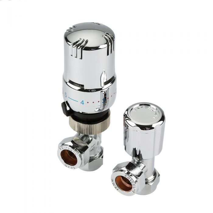Llaves Angulares Termostáticas Cromadas para Radiadores y Toalleros