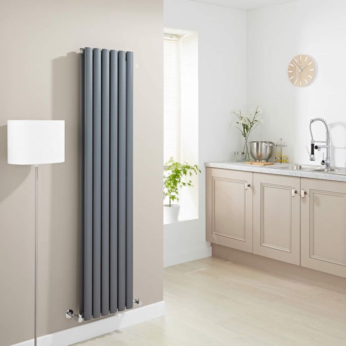 Radiador de Diseño Vertical Doble - Antracita - 1600mm x 354mm x 78mm - 1364 Vatios