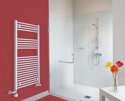 Radiador Toallero Mixto Curvo - Cromado - 1200mm x 600mm x 50mm - 511 Vatios - Ischia