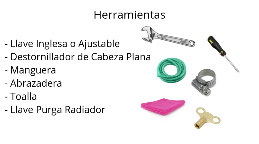 Herramientas Herramientas necesarias para purgar un radiador