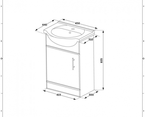 Dimensiones de un Mueble de Baño con Lavabo integrado.