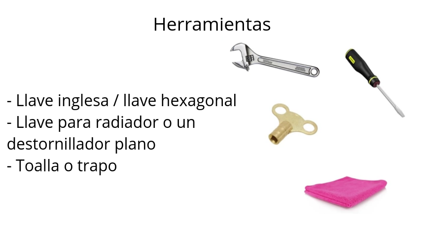 Estas cuatro herramientas son necesarias para el proceso de purga.