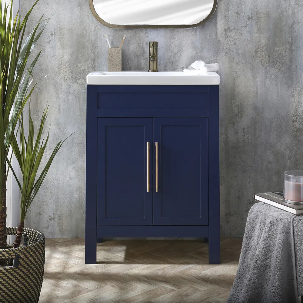 Warwick navy 600mm Mueble de Lavabo Tradicional de Color Azul Marino de 600mm con Lavabo Integrado